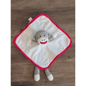 Baby Starters 2014 Sock Monkey Lovey Security Blanket Red White Satin NEW